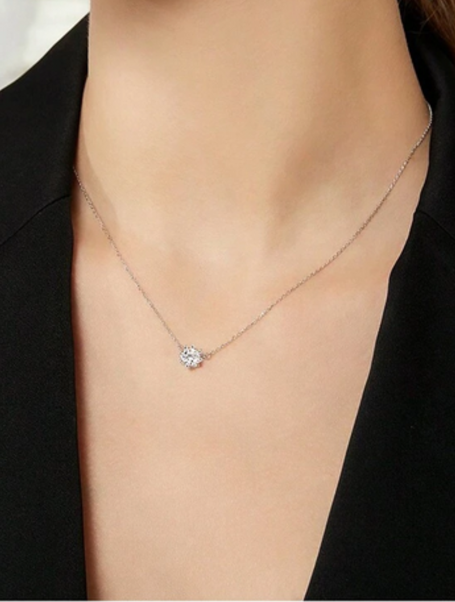 Moissanite Pair Necklace | S925 Sterling Silver Chain