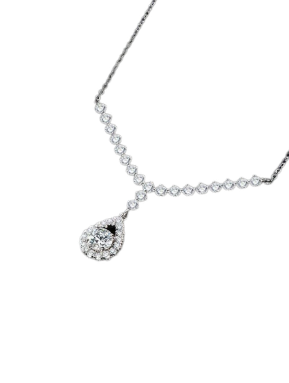 925 Sterling Silver Round Moissanite Necklace | Elegant Bridal Jewelry