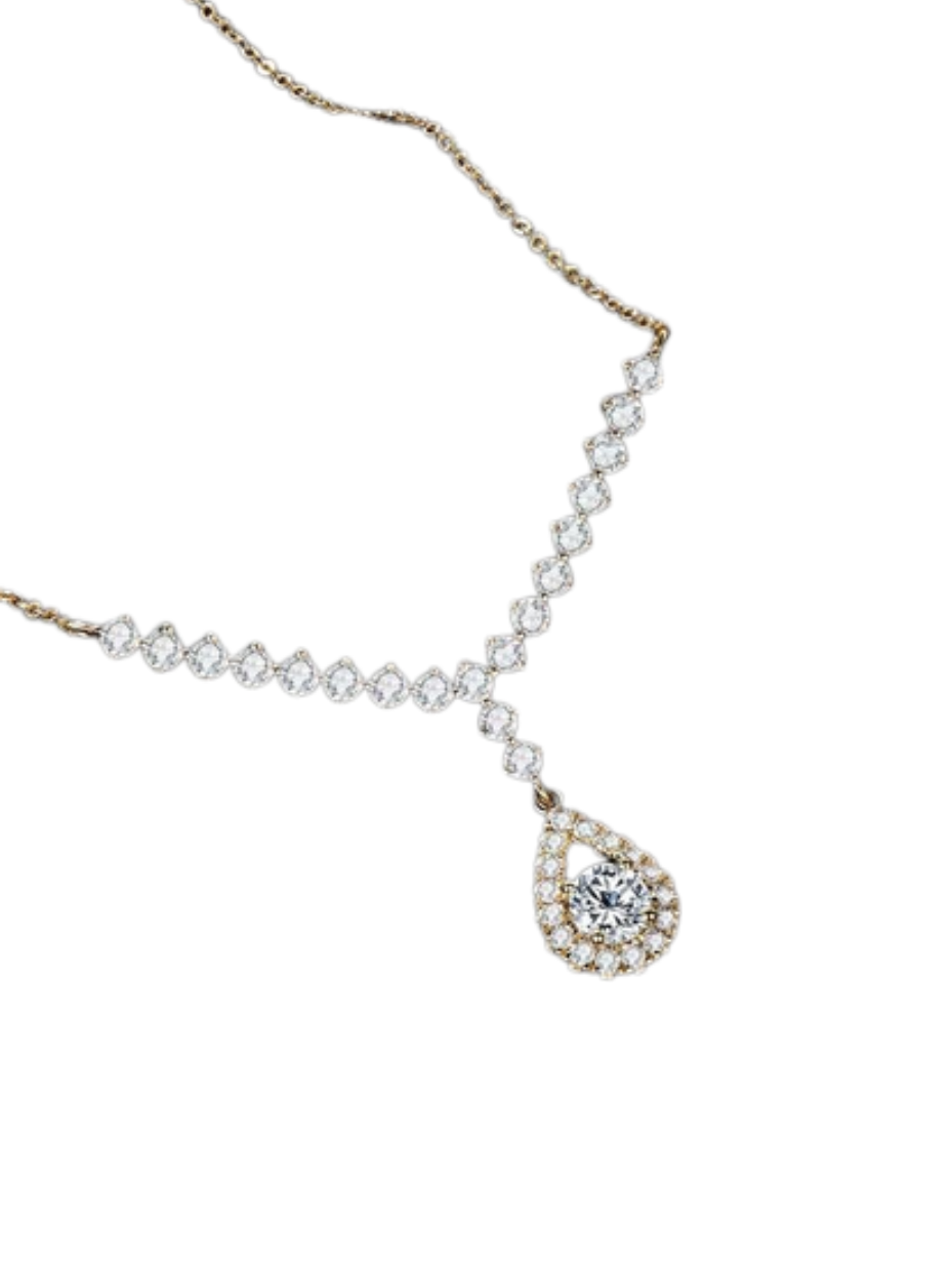 925 Sterling Silver Round Moissanite Necklace | Elegant Bridal Jewelry