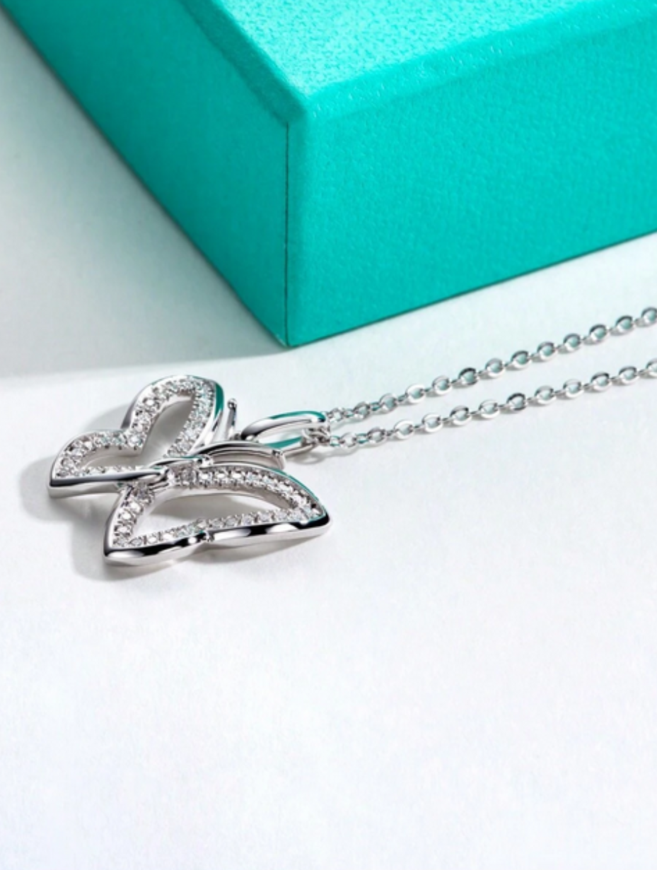 925 Silver Butterfly Pendant Necklace | Elegant Hollow Design