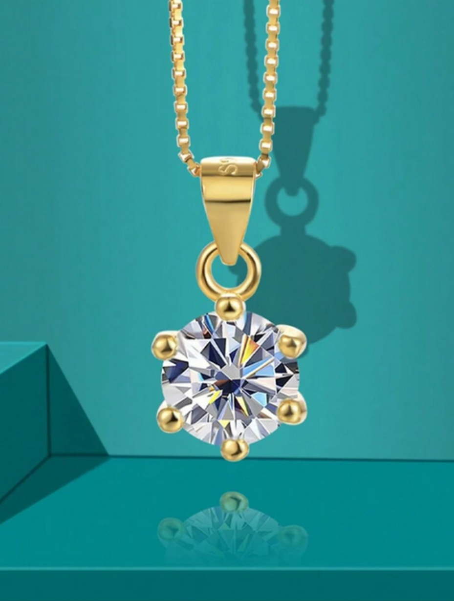 18K Gold Plated Necklace | VVS1 Moissanite Pendant