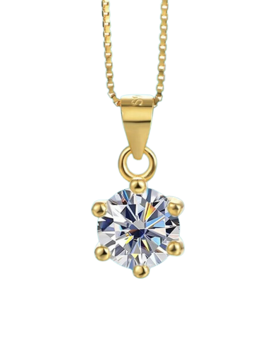 18K Gold Plated Necklace | VVS1 Moissanite Pendant