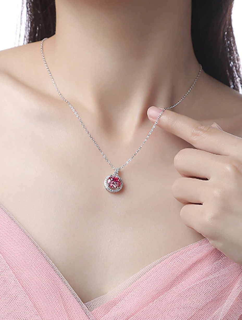 Morganite Pendant Necklace | Pink Stone in 925 Silver