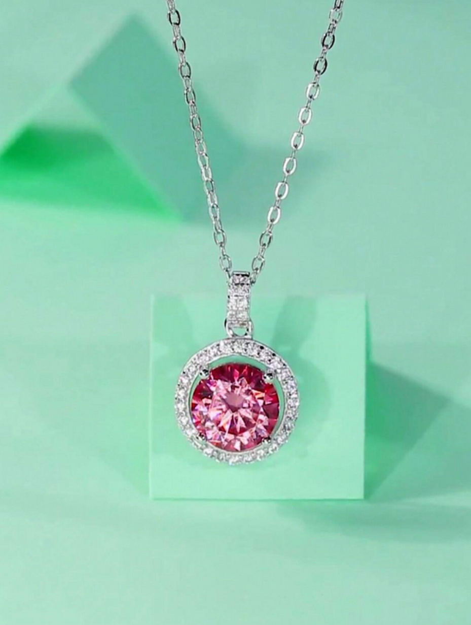 Morganite Pendant Necklace | Pink Stone in 925 Silver