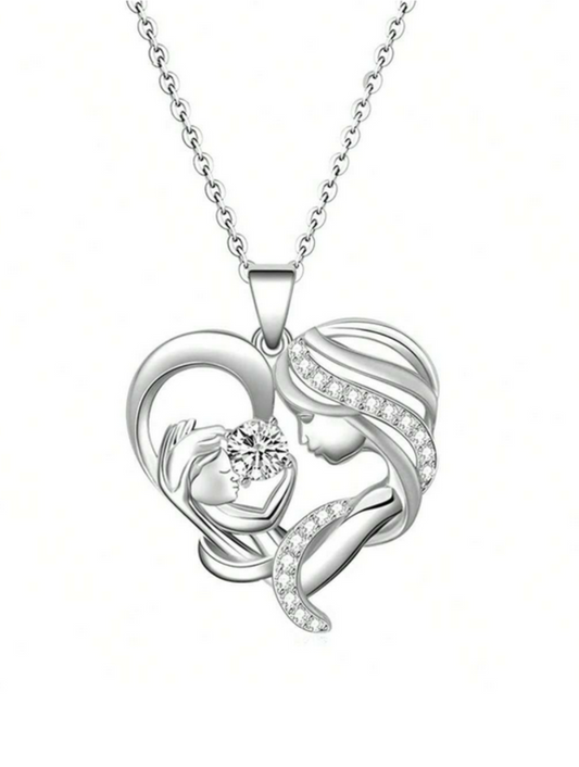 Parent-Child Moissanite Pendant Necklace | S925 Sterling Silver