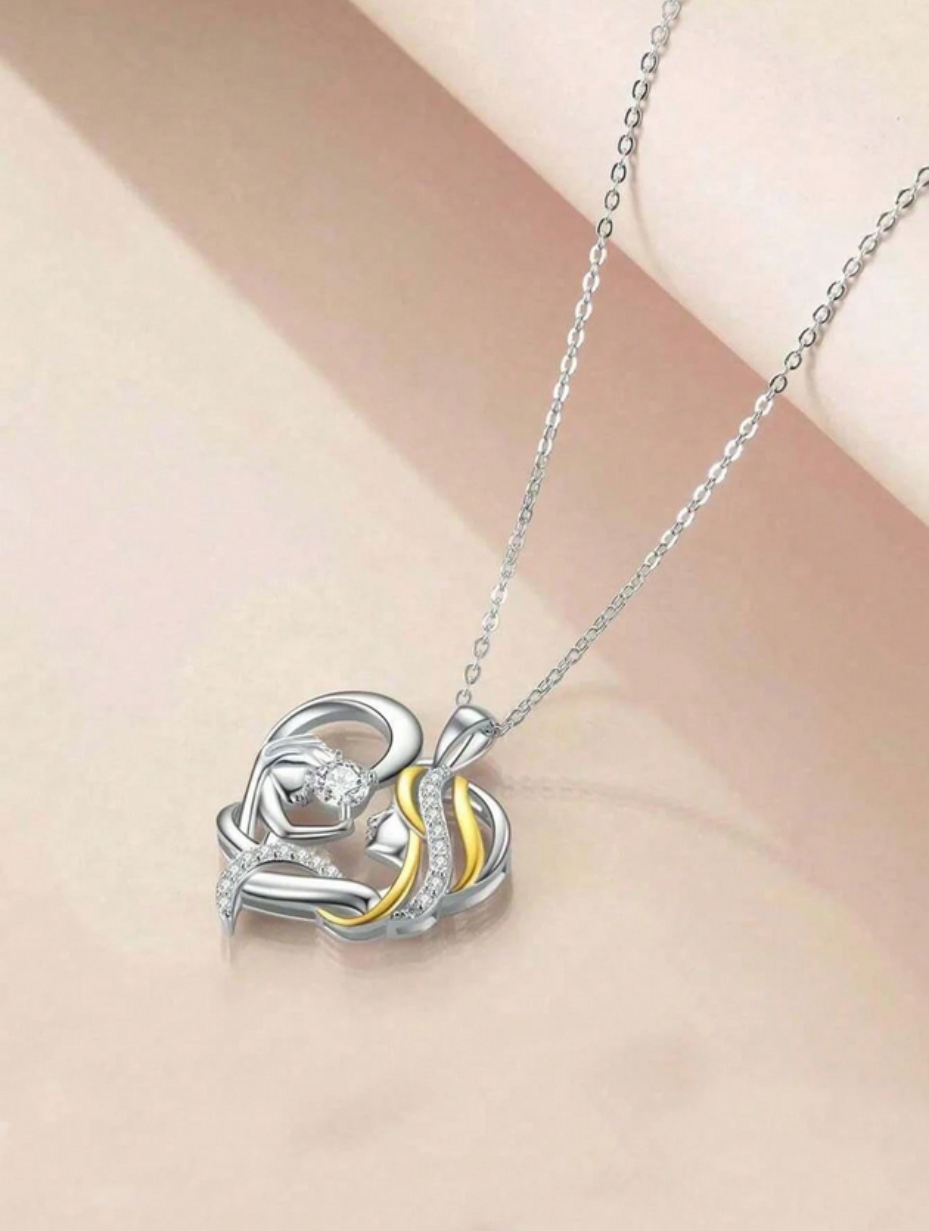 Parent-Child Moissanite Pendant Necklace | S925 Sterling Silver