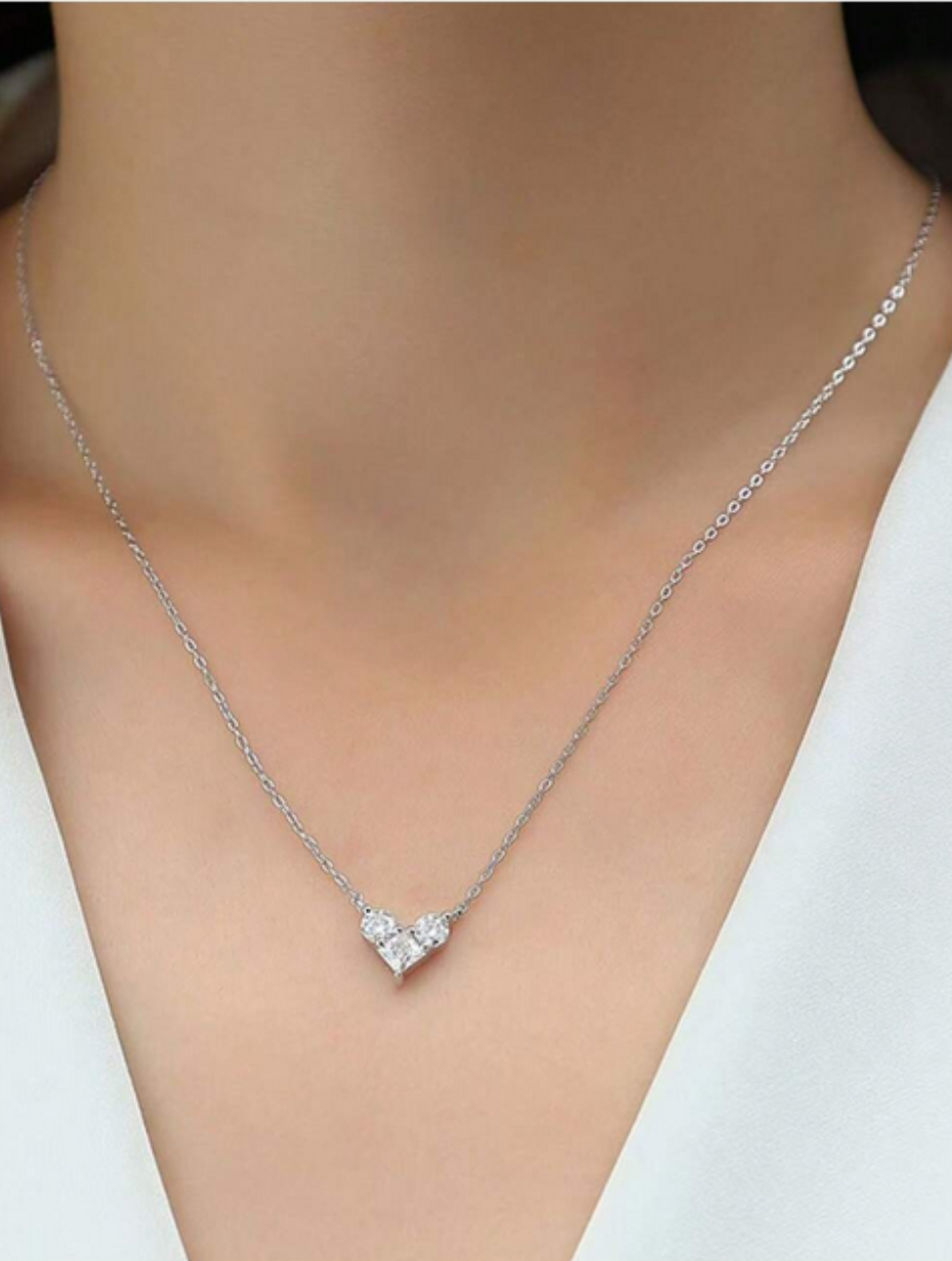 Heart-Shaped Pendant Necklace with Moissanite | 925 Sterling Silver