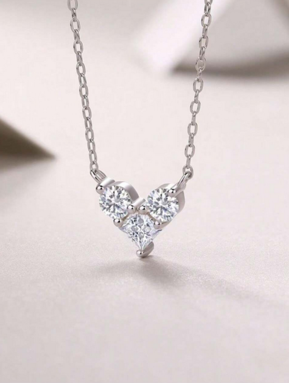 Heart-Shaped Pendant Necklace with Moissanite | 925 Sterling Silver