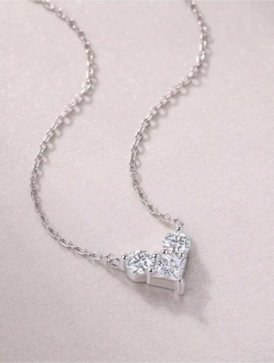 Heart-Shaped Pendant Necklace with Moissanite | 925 Sterling Silver