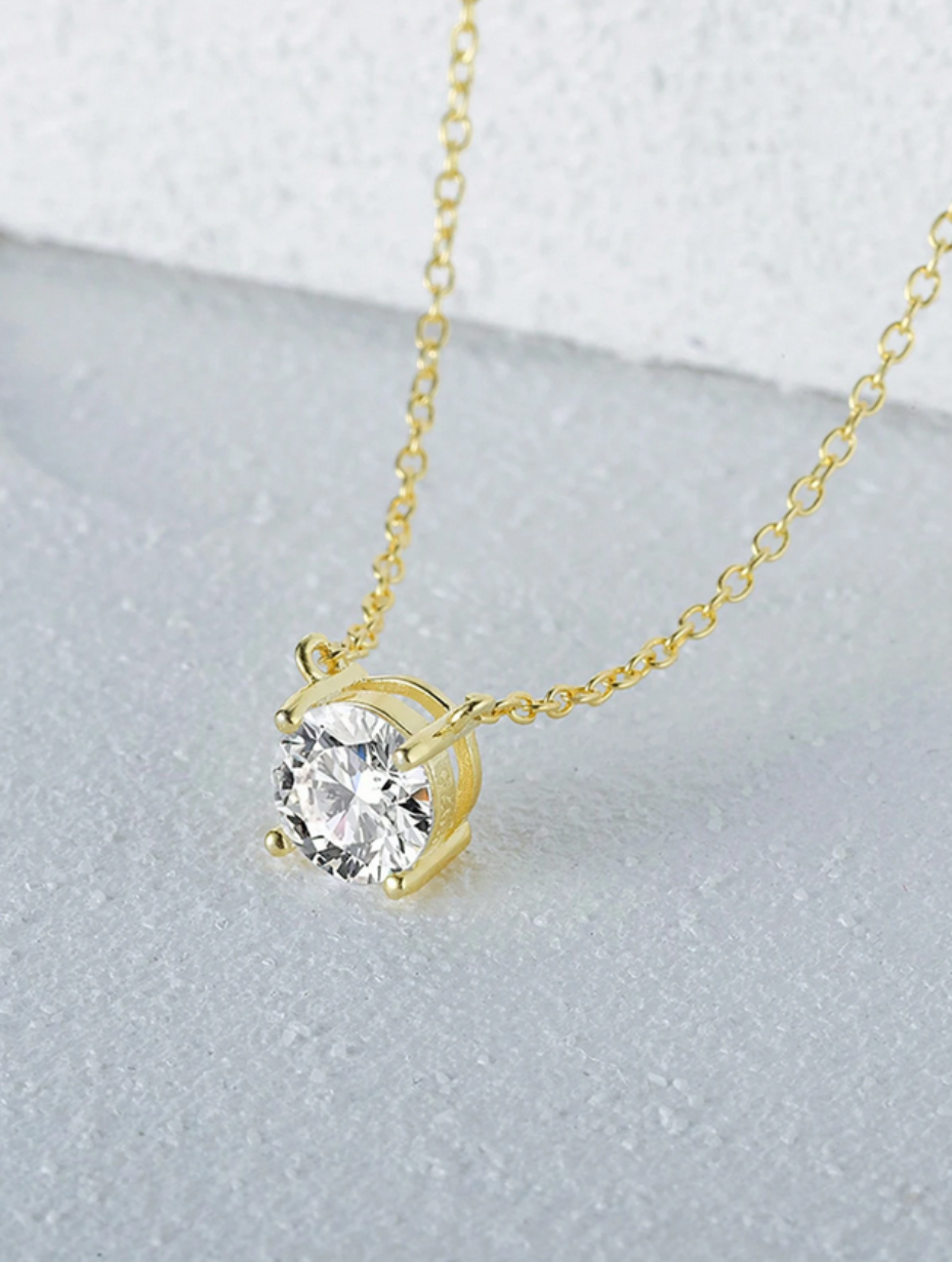 Classic Moissanite Pendant Necklace | 925 Sterling Silver