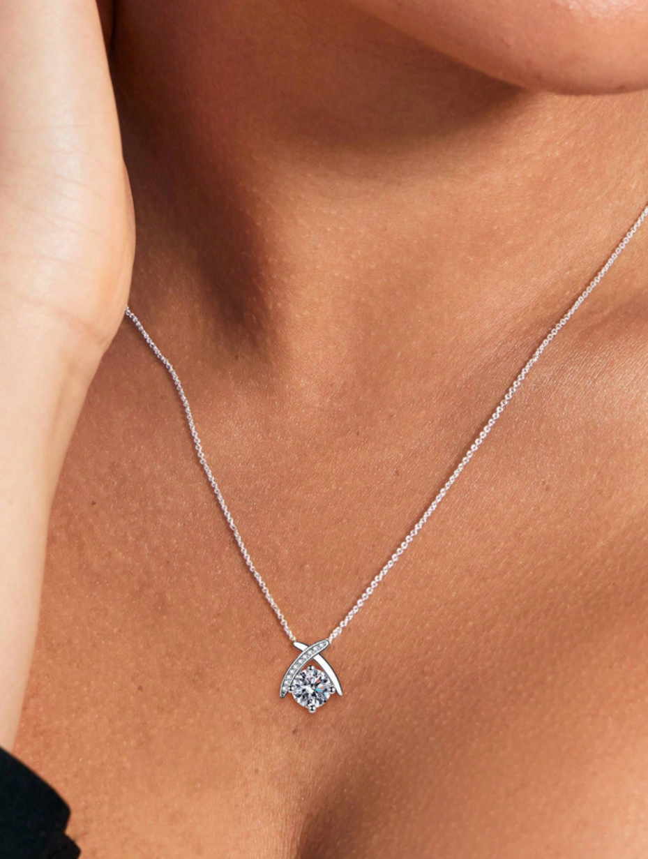 Colorless Moissanite Heart Pendant Necklace | S925 Silver