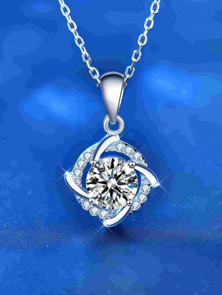 925 Sterling Silver Windmill Necklace | Korean Style Moissanite Pendant