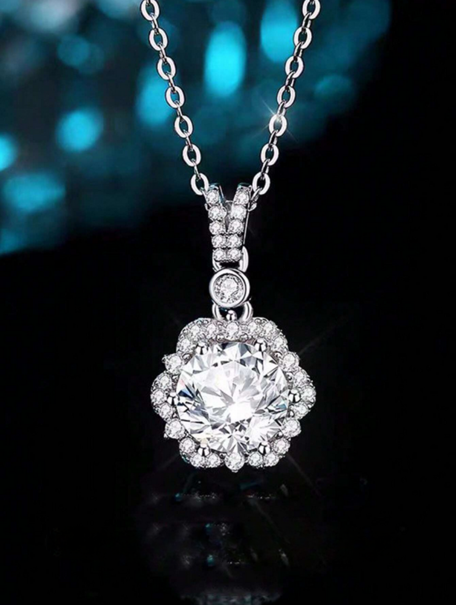 925 Sterling Silver Dream Flower Moissanite Necklace