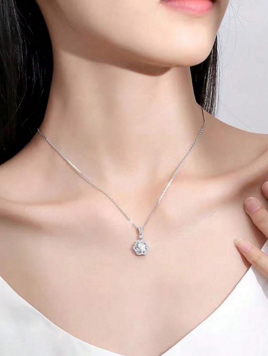 925 Sterling Silver Dream Flower Moissanite Necklace