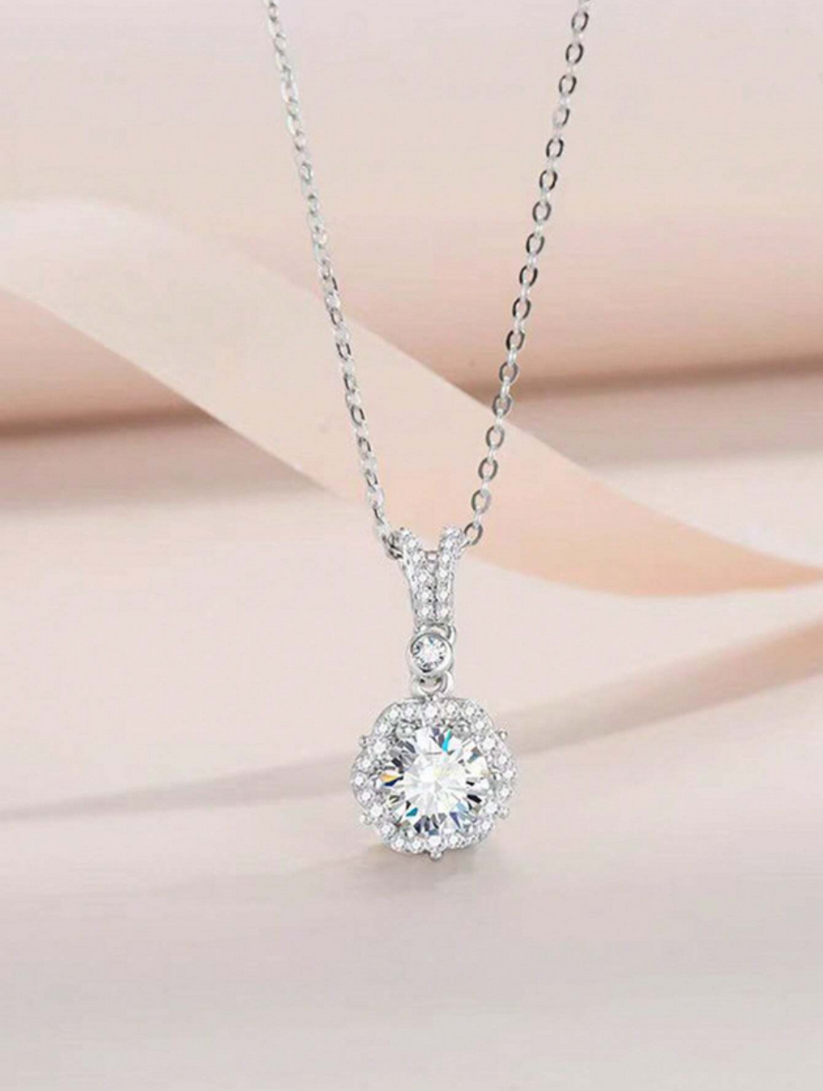 925 Sterling Silver Dream Flower Moissanite Necklace