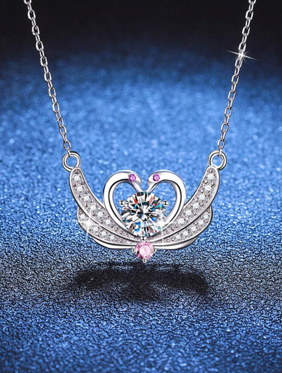 Moissanite Swan Pendant | S925 Silver Necklace