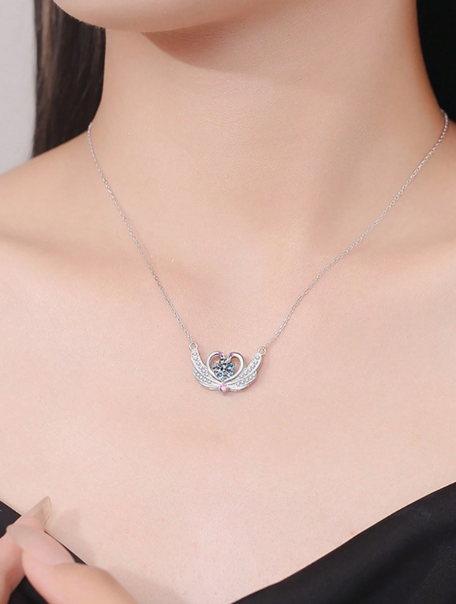 Moissanite Swan Pendant | S925 Silver Necklace