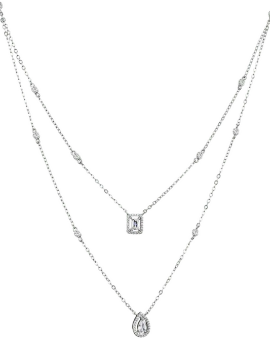 Elegant Square Drop Moissanite Pendant Necklace