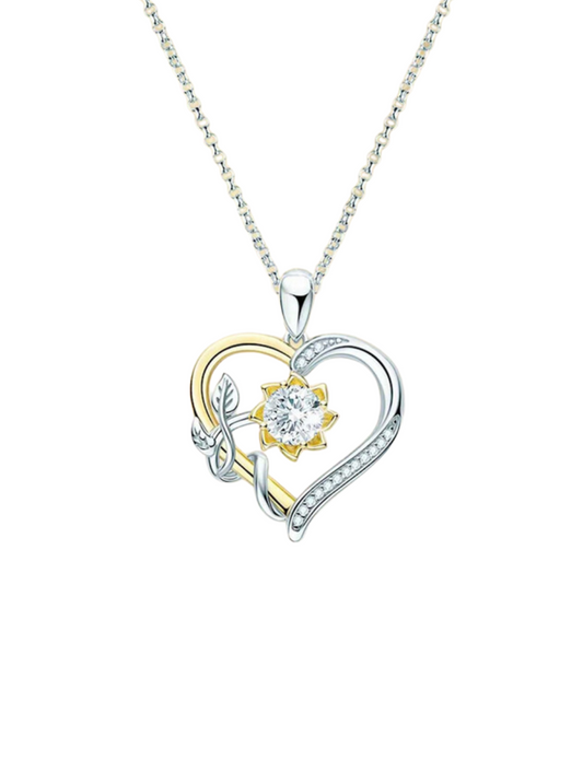 Moissanite Sunflower-Heart Pendant Necklace