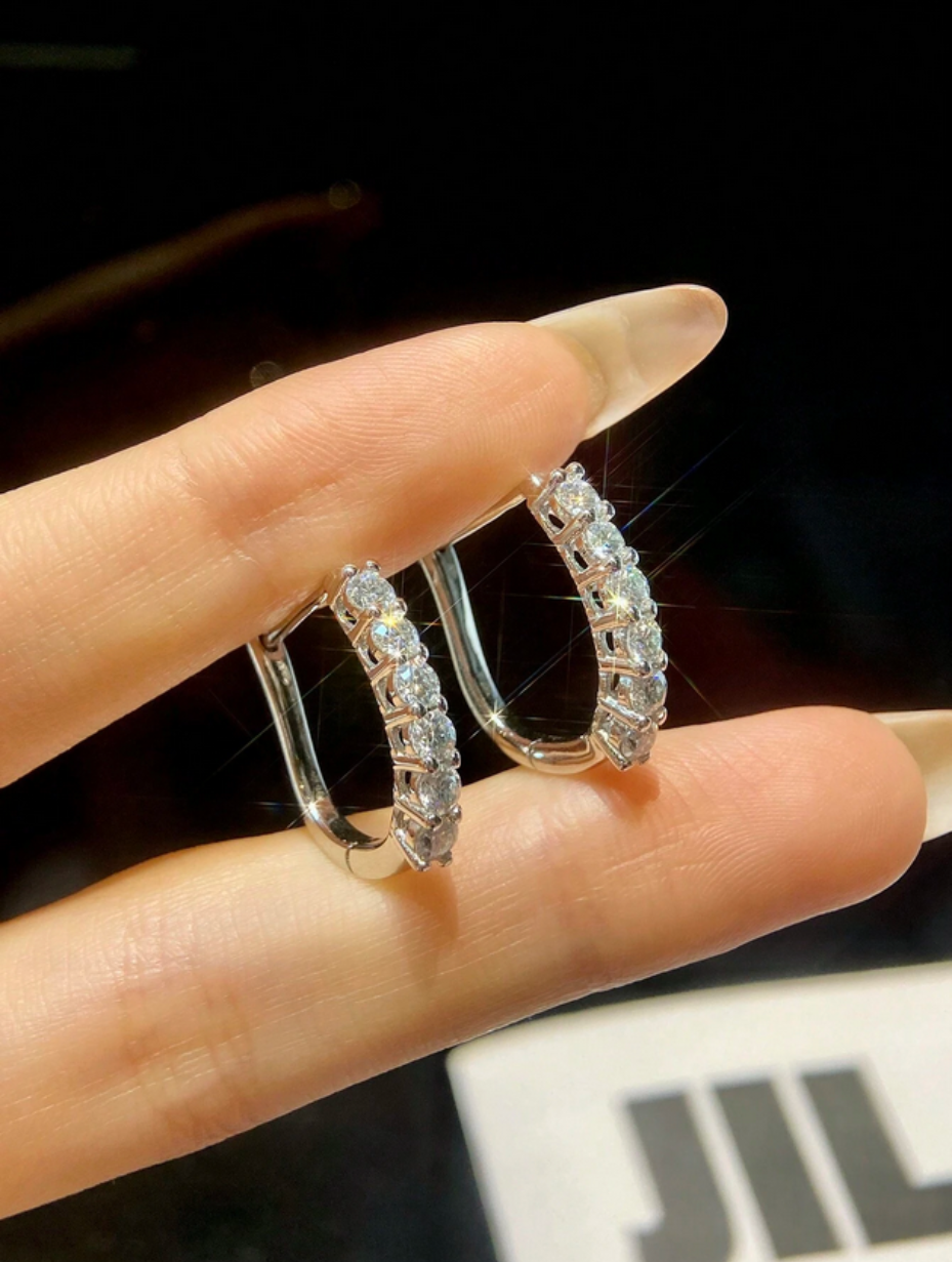 Moissanite Single-Side Studs | D-Color Elegant Design