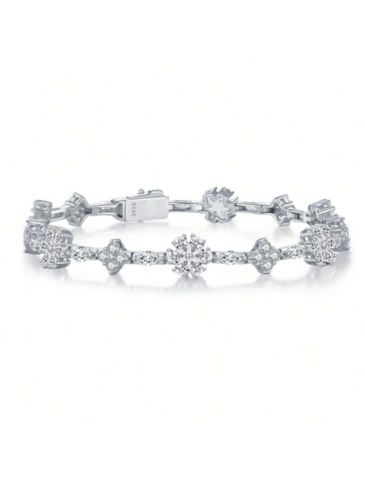Geometric Moissanite Bracelet | White Gold Elegance