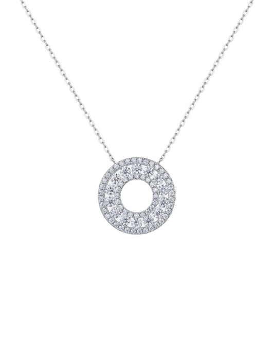 Moissanite Circular Pendant | Sterling Silver