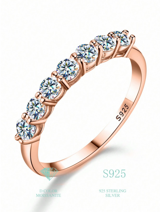 Seven-Stone Moissanite Eternity Ring | S925 Sterling Silver Luxury Jewelry