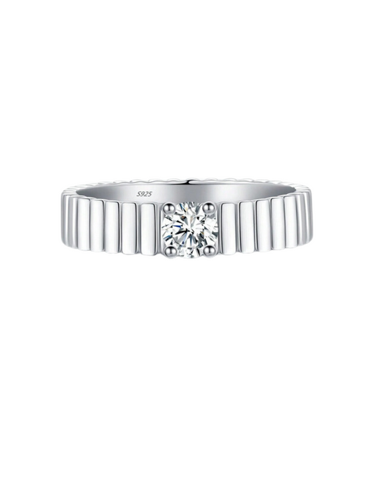 Moissanite Wide Band Ring | S925 Sterling Silver