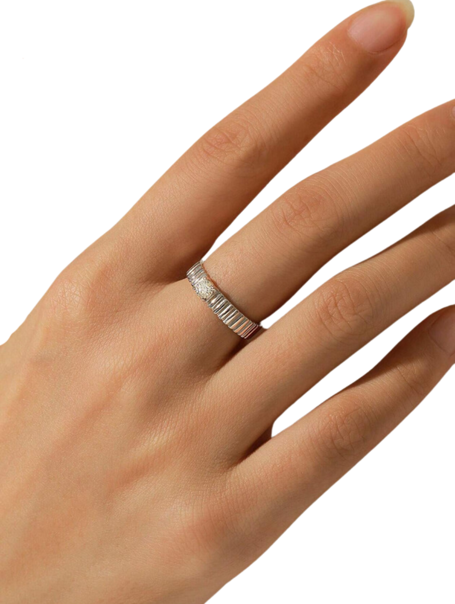 Moissanite Wide Band Ring | S925 Sterling Silver