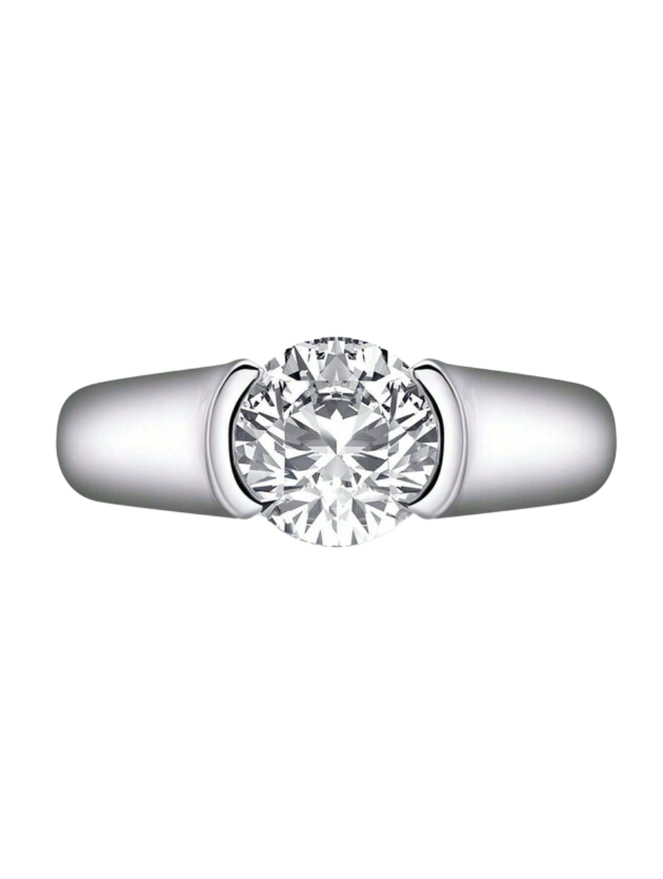 Moissanite Engagement Ring | 925 Sterling Silver, Single Head Design