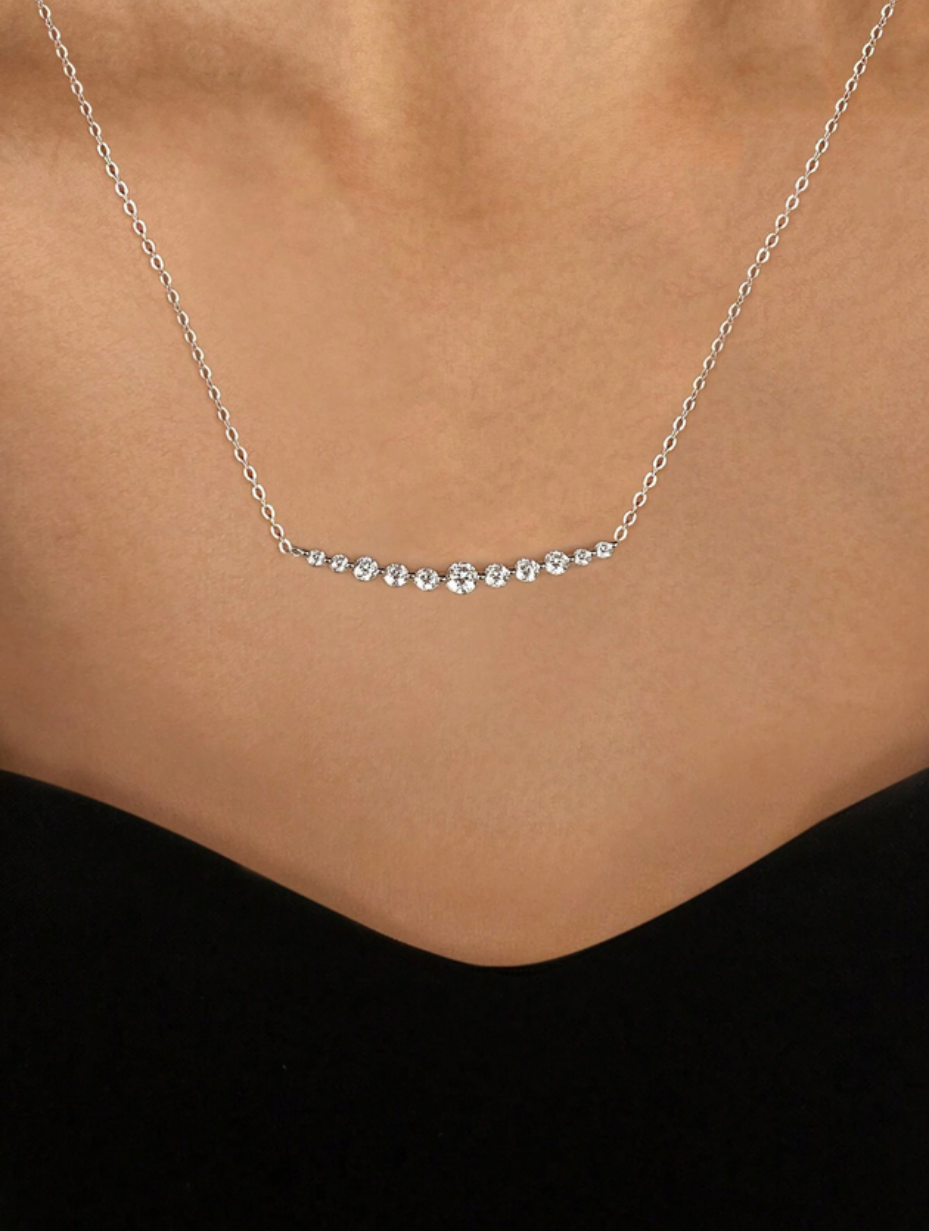 Smile Row Moissanite Necklace | Elegant Design