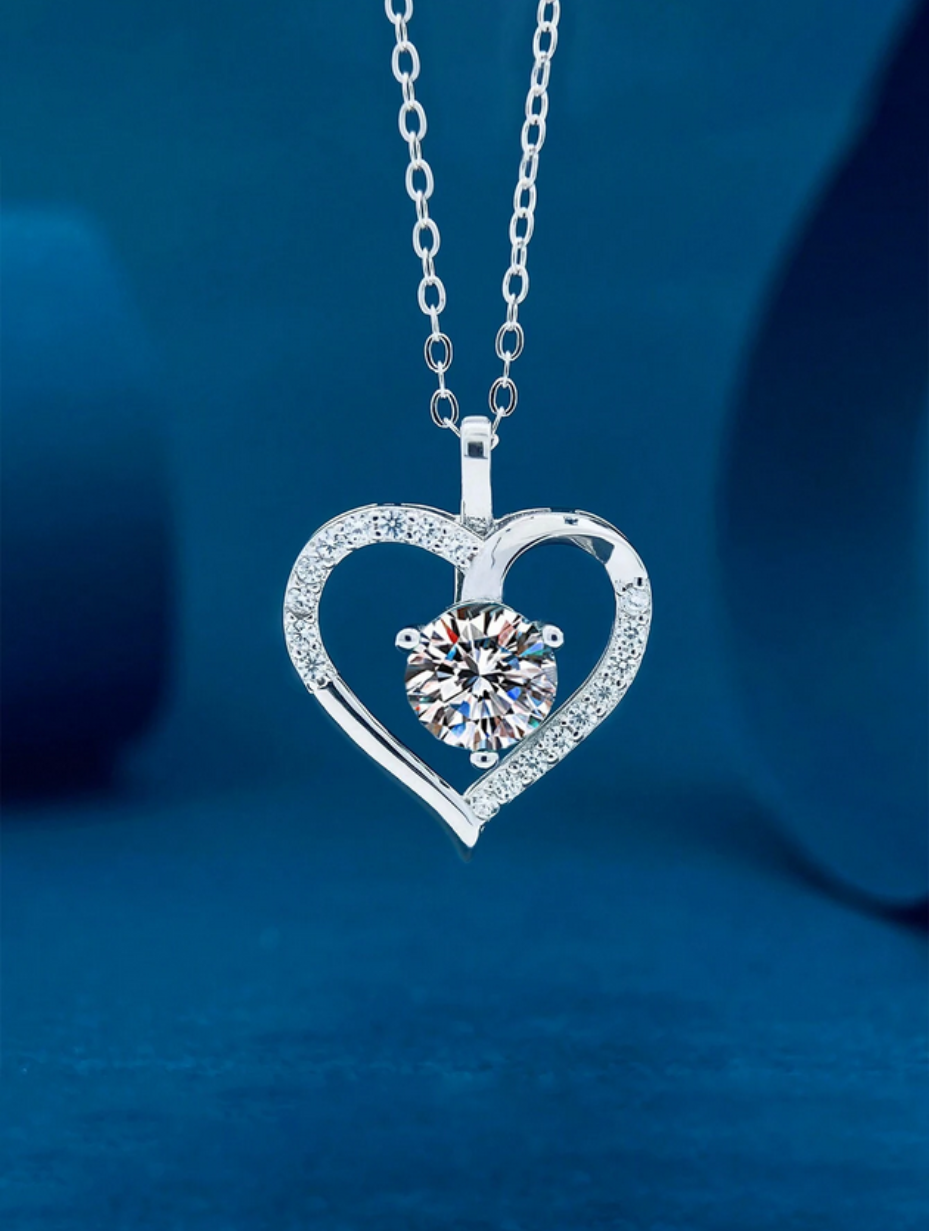 Luxurious Moissanite Heart Necklace | Elegant Design