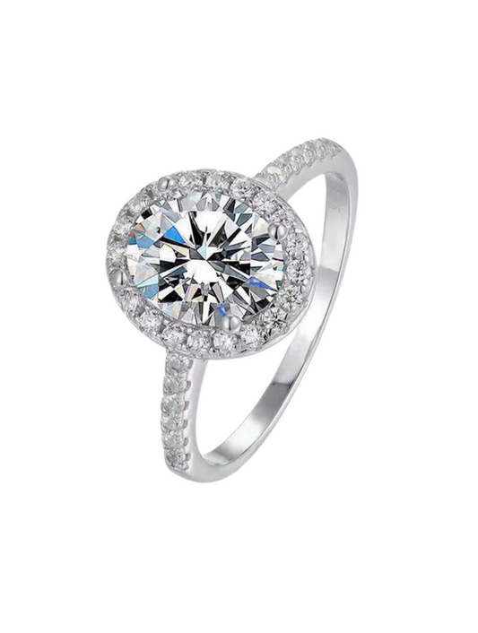 Oval Moissanite Halo Ring | S925 Sterling Silver