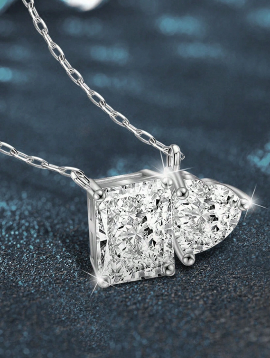 Love Necklace S925 Sterling Silver | Radiant Moissanite