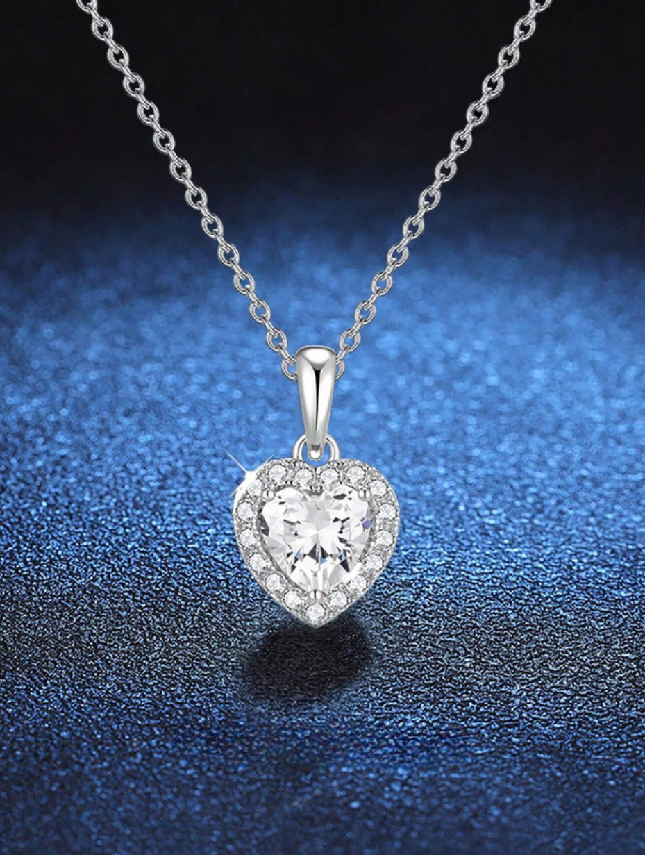 Versatile Moissanite Heart Necklace | Timeless Elegance