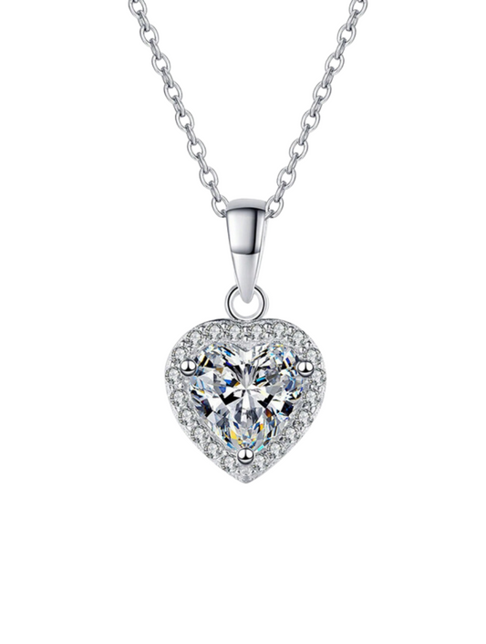 Versatile Moissanite Heart Necklace | Timeless Elegance