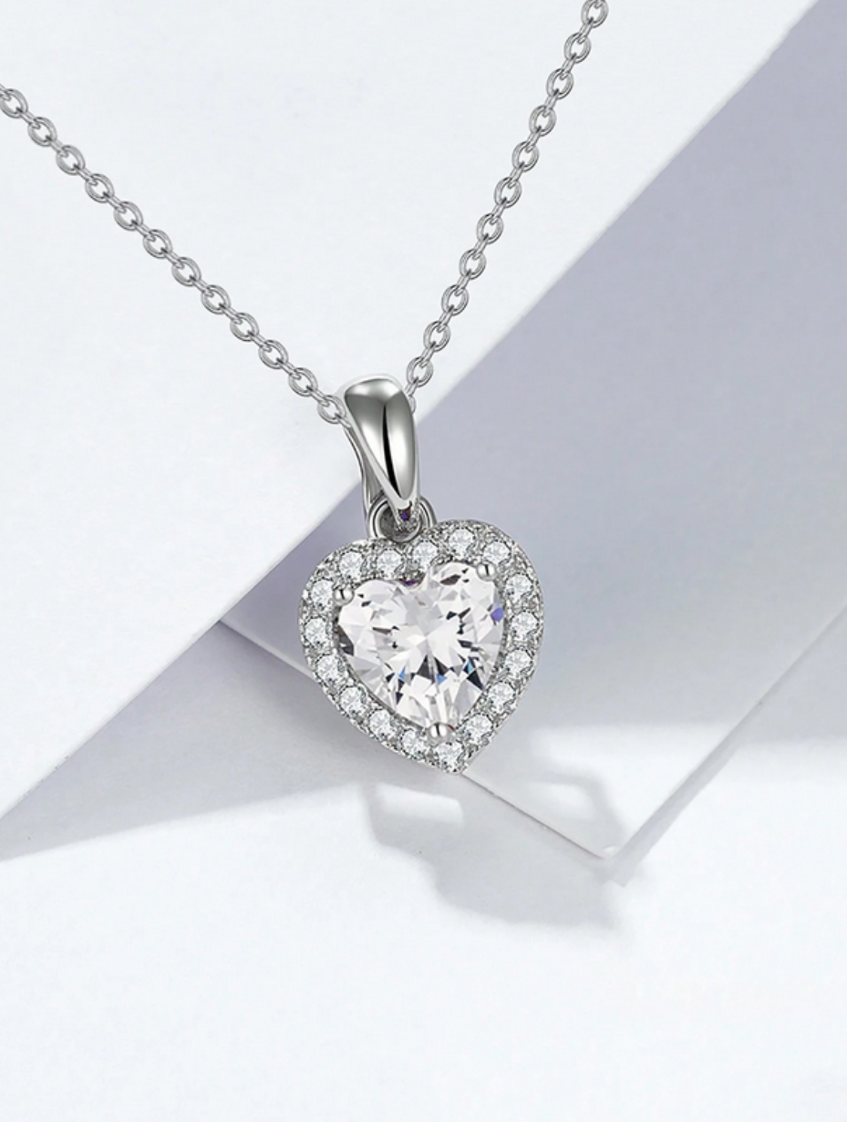 Versatile Moissanite Heart Necklace | Timeless Elegance