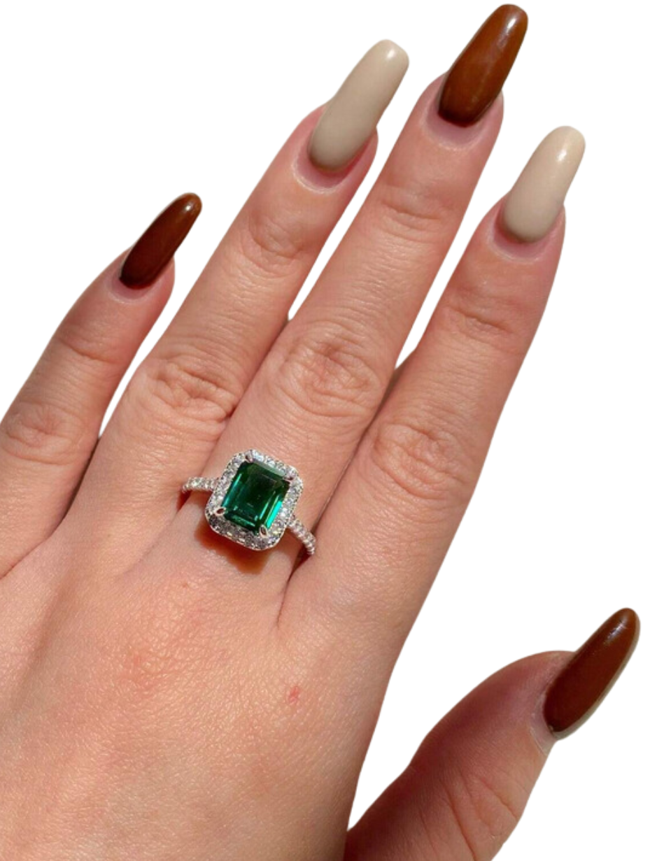 Emerald-Cut High Carbonite Ring | S925 Sterling Silver