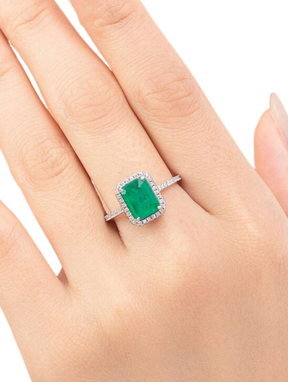 Emerald-Cut High Carbonite Ring | S925 Sterling Silver