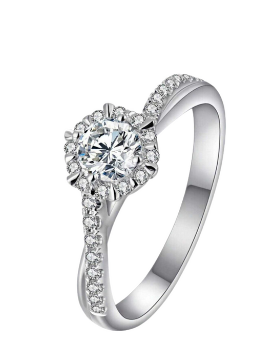 Sunflower Halo Moissanite Ring | S925 Sterling Silver