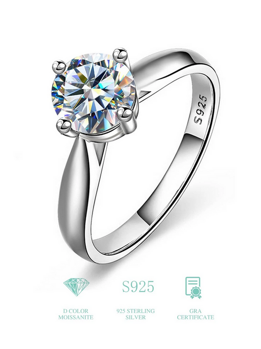 Sterling Silver Moissanite Promise Ring | Elegant Anniversary Band