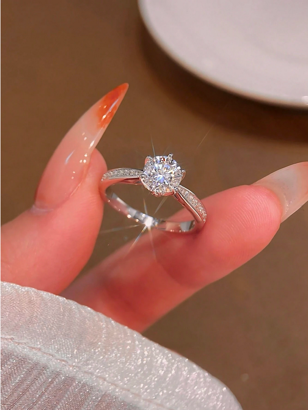 Sterling Silver Moissanite Eternity Ring | Luxury Jewelry Gift